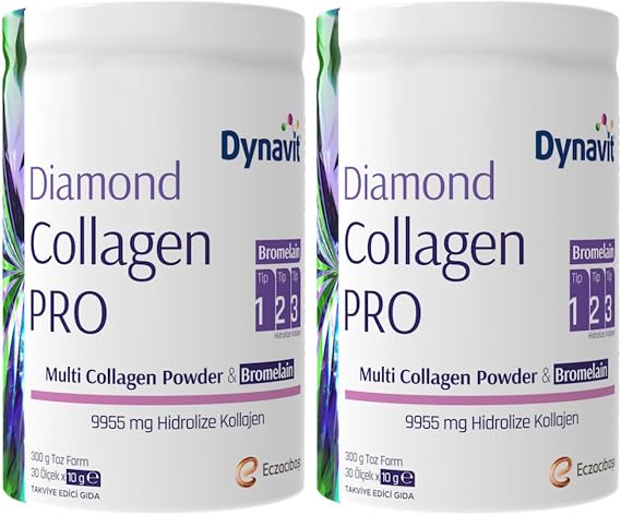 Diamond Multi Collagen&Bromelain (Ananas Ekstresi) 300g Toz - Ödem Atımı&Diyetisyen Önerisi - Hidrolize Peptit Tip 1&3 Sığır ve Tip 2 Tavuk Kolajeni, Bromelain (2 paketi)