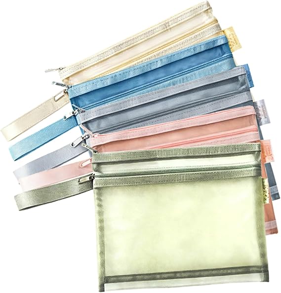5PCS Toy Storage Bags with Zipper, A5 Colored Mesh Zipper Pouch Bags