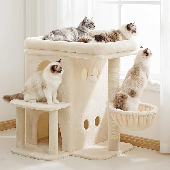 Heybly HCT204SM Cat Tree, 65 cm High, Beige