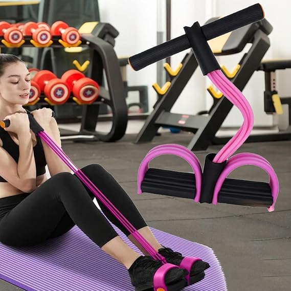 Multi-Function Abdominal Trainer & 6-Tube Elastic Resistance Band with Pedal Puller, Sit-Up Equipment & Bodybuilding Expander, Home Full Body Workout Machine for Yoga, Fitness