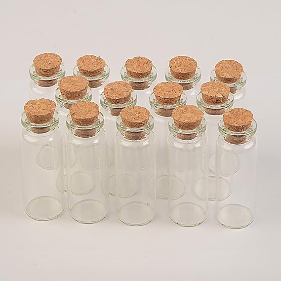 Each Contains 100 pcs Glass Bottles, 14CC Transparent Glass Bottles With Cork, Diy Handicraft, Storage Tool Bottles, Multi-functional Use (100, 14ml)