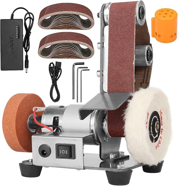 Mini Electric Belt Sander Bench Grinder with Polishing Wheel