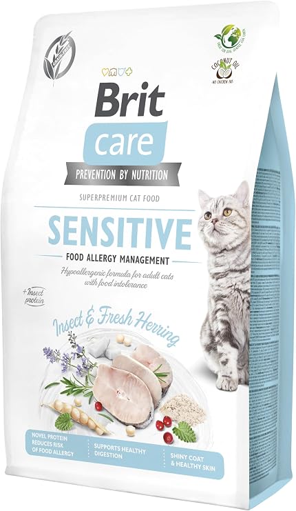 Brit Care Sensitive, Alerjileri Olan Yetişkin Kediler İçin, Tahılsız, Hipoalerjenik, Larva Ve Taze Ringa Balıklı Kuru Mama, 2 kg