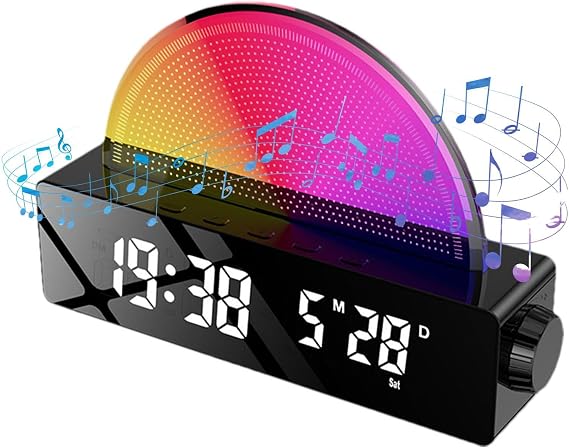 Wakeup Light Alarm Clock - Wake Up Sunrise Clock, Sunlight Alarm Clock | Portable Kids Smart Colorful Digital Clock, Bedside Clocks Mains Powered with Night Light for Heavy Sleepers, Bedrooms