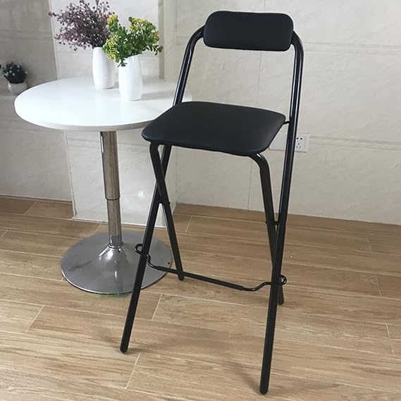 Folding Bar Stool with Backrest, Padded and Portable, Ideal for Kitchen, Café, Outdoor Use, Mido Height, Adult Counter Stool, Space-Saving Design