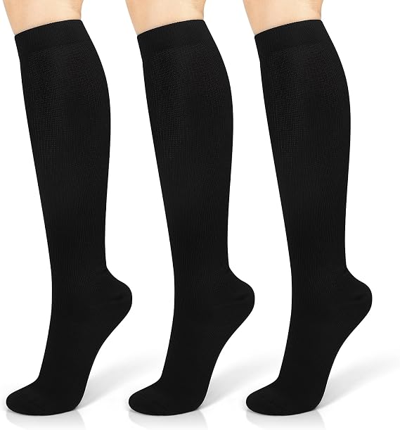 3 Pairs Compression Socks 15-20 mmhg for Men & Women, Support Socks Compression Stockings for Running, Swelling, Nurse, Flight, Nurses,Edema