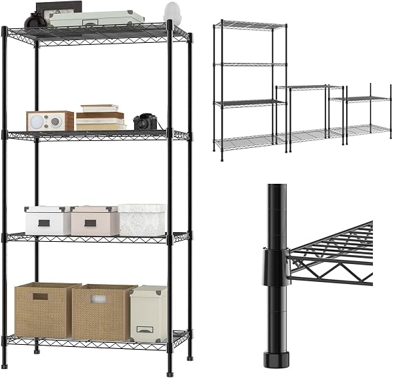 4 Tier Heavy Duty Shelving Units - 35cm Dx60cm Wx120cm H, 160KG Max Weight