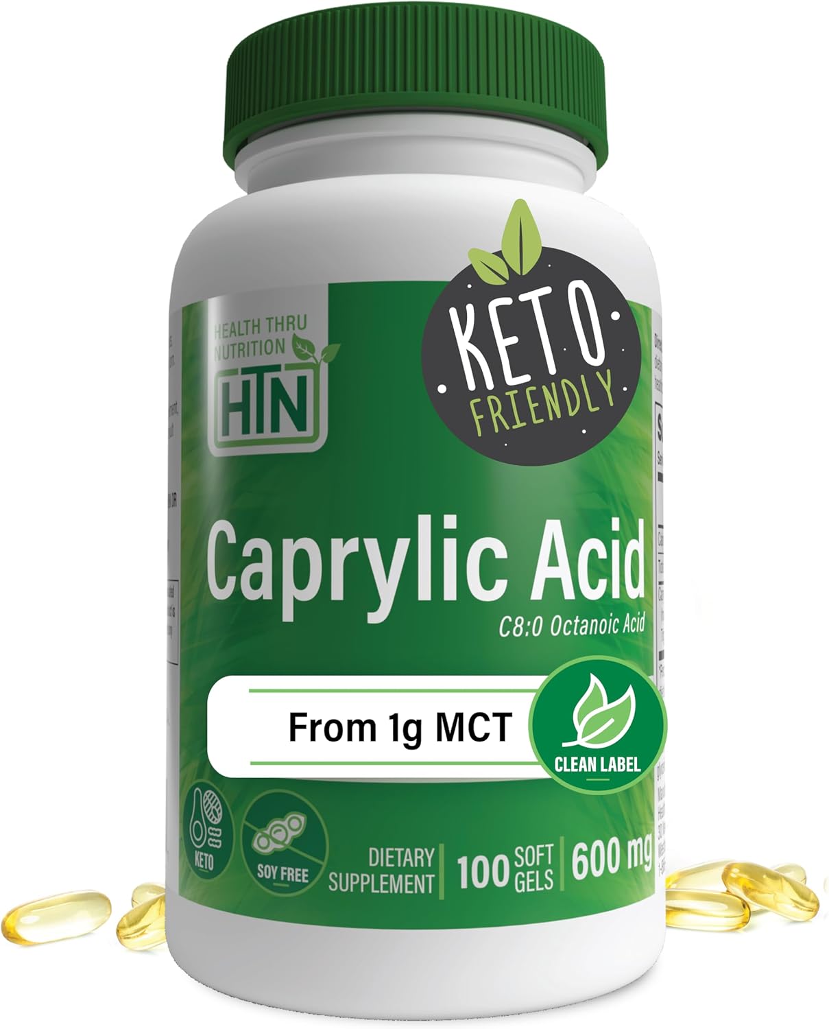 Caprylic Acid 600mg 100 softgels Non-GMO (100)