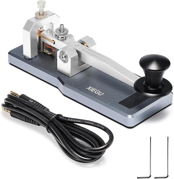XIEGU VK-5 Morse Button, Mini Straight Key CW, Portable Morse Button with CNC Aluminium Base, Morse Code Transmitter, 3.5mm Jack, for G90/X6100/X6200/X5105/G106