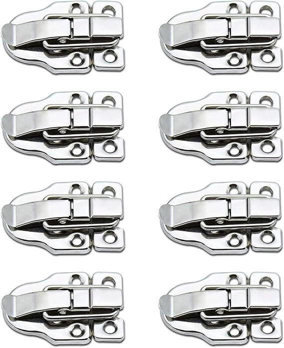 (8Pack) Lock Toggle Catch Latch Clasp Antique Box Lock Buckle Box Buckle for Medicine Box Flight Case Cosmetic Case Tool Box-Silver