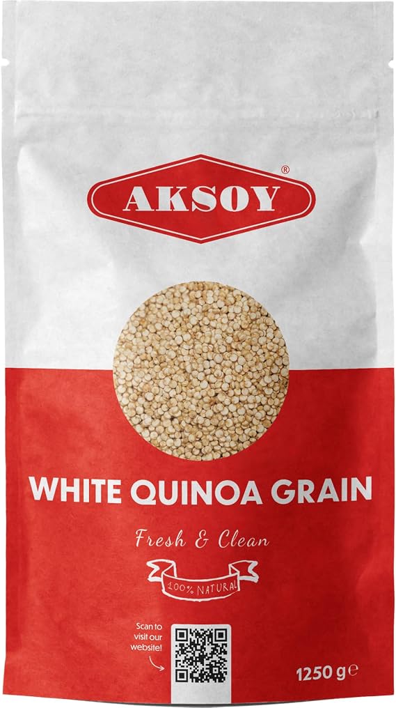 White Quinoa 1.25KG | Whole Grain Quinoa - Ready to Cook Food for Oats and Seeds Recipes - Nutritious Meal with Essential Vitamins, Protein, and Fiber, Perfect for Salads (Packaging may vary)
