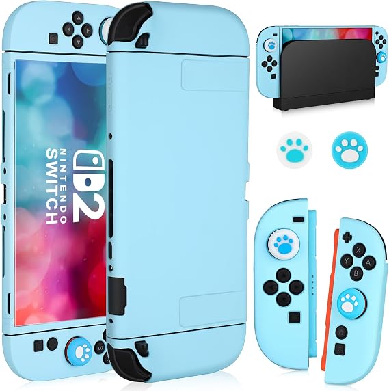 Switch 2 Case for Nintendo Switch 2 2025, Dockable TPU Soft Shell Protective Cover, Blue, Simplicity