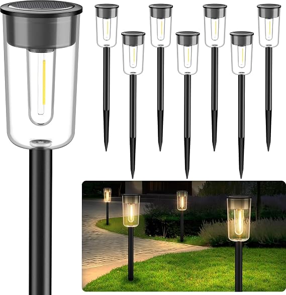 VISFLAIR 8PACK Solar Pathway Lights Outdoor, LT-225S8