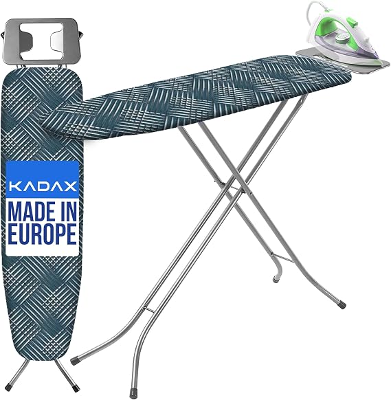 Kadax Folding Table Ironing Board 110 x 30 cm Small Ironing Board for Steam Irons Height Adjustable with Heat-resistant Iron Rest and Metal Net Sturdy Ironing Board for Table