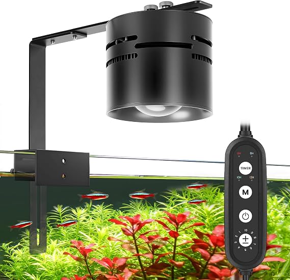Aqqa Led アクアリウムライト クリップ式水槽ライト メモリー機能付き 4つのライトモード タイマー/明るさを調節可能 水槽用植物ライト 最大48インチの水槽60wまで対応