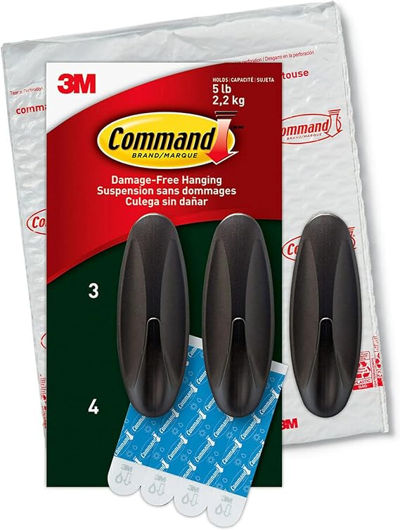 Command Ev Dekoru ve Oda Dekoru için Dış Mekan Büyük Kancaları, Bronz, 2,3 kg'a kadar tutar, 3 Duvar Kancası, 4 Hava Koşullarına Dayanıklı Command Şerit, Zararsız Süslemeler