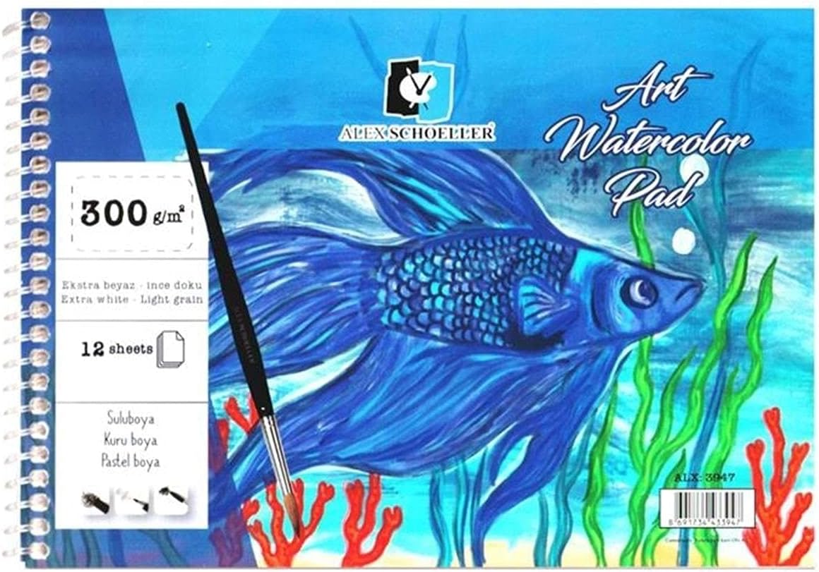 Alex Schoeller Art Spiral Water Paint Book A4 300 Gr. 12 YP.