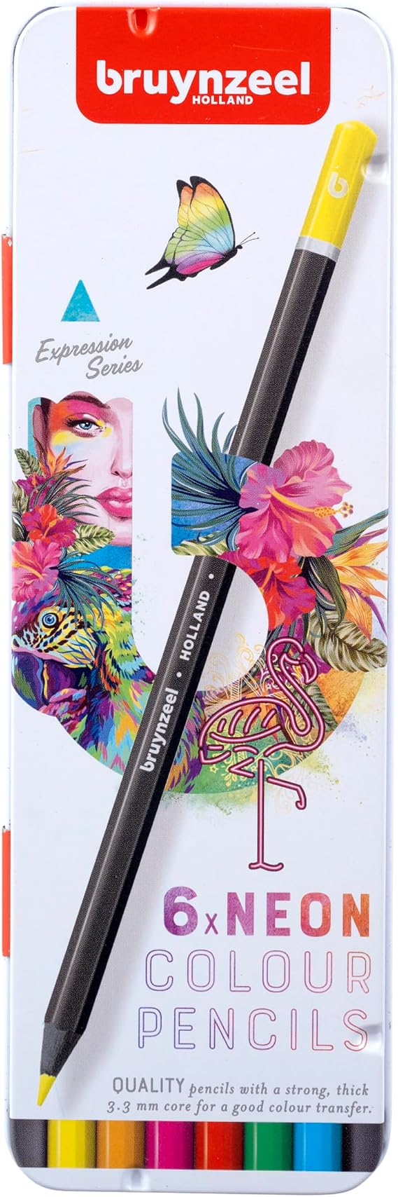 Bruynzeel Expression Colour Pencils 6-Piece Set in Tin, Neon
