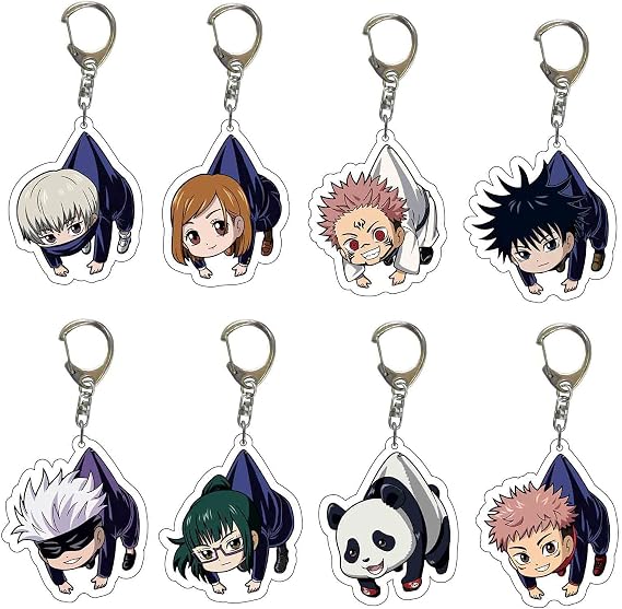 Keychain Anime Gojo-Satoru Itadori Yuji Cute Cartoon Acrylic Keychain Pendant Bag Accessories Key Ring Ornament Gift for Girls Boys 8Pcs