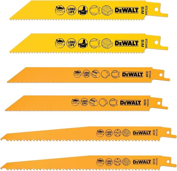 DeWalt DT2444-QZ Reciprocating Blades, One Size, Set of 6 Pieces