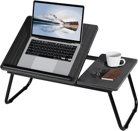 Warmiehomy Tilt Laptop Table with Legs, Foldable Bed Table, Black