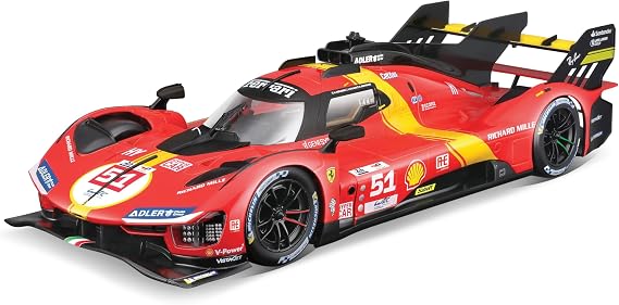 Bburago FERRARI RACING 499P LE MANS Super Car - 1:18 Scale - Incredibly Detailed Die-Cast Replica Collectible Model Car, Red, 0.0541666667