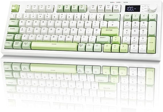 Wireless Keyboard, Quiet Keyboard for Work, Tri-mode BT5.0/2.4GHz/USB-C, RGB Backlight, 94-Key Creamy, Anti-ghosting Keys, Compatible with PC, Mac, Gaming Consoles
