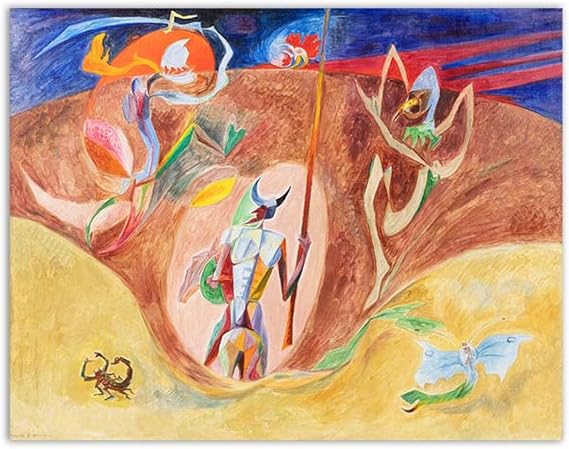 Abstract Wall Art Picture,Andre Masson Famous Painting Print on Canvas Enchanteurs Reproduction on Canvas,Colorful Poster and Prints for Home Decor 50x65cm(20x26in) Frameless