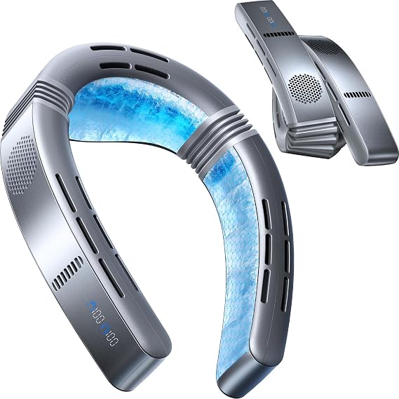 TORRAS Neck Cooler COOLIFY Cyber Fold Cooling Plate 3 x TEC Semiconductor 2026 Model Neck Fan, 360° Blowing, AI Automatic Cooling, APP Operation, Heat Protection, Commuting, Outdoors, Stainless Silver
