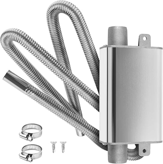 Small Upgrade Silencer with 200 cm Exhaust Hose for Power Generator, Car Stainless Steel Exhaust Pipe Auxiliary Heater, Exhaust Pipes with 2 Clips for Ebespacher Air Diesel Heater