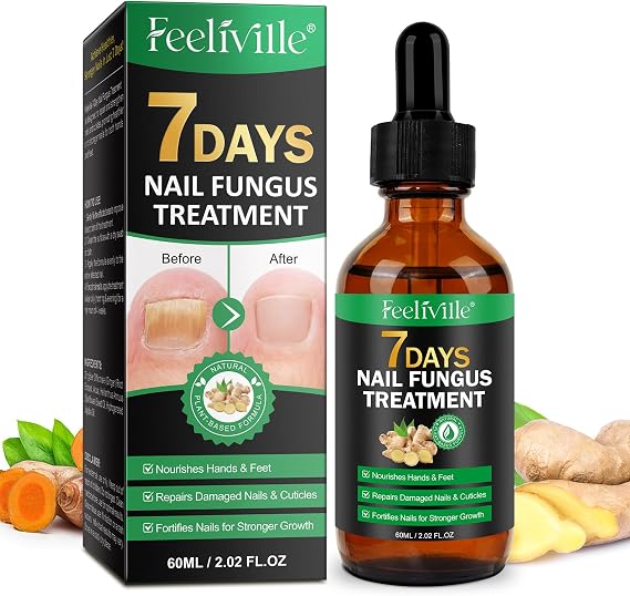 7 Days Ginger Toenail Treatment | Toenail Treatment Extra Strength | Nail Growth Strengthener Serum | Nail Care Oil for Toenails & Fingernails | Improves Thick Discolored Nails, 60ml (1PC)
