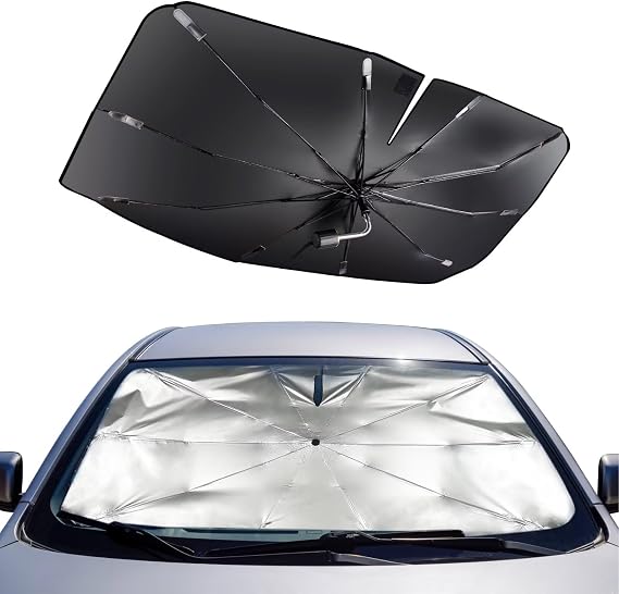 Sunshade for Car Windshield Foldable Sunshade Umbrella Car Front Window 360°Rotatable and Bendable Support Bar