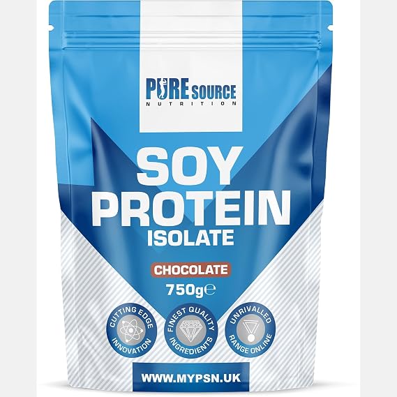 Pure Source Nutrition Soy Protein Isolate Powder (90% Protein) 750g Chocolate SOYA Protein Vegan Powder for Superfood Supergreens Dairy Free Plant Based Protein (750g, Chocolate)
