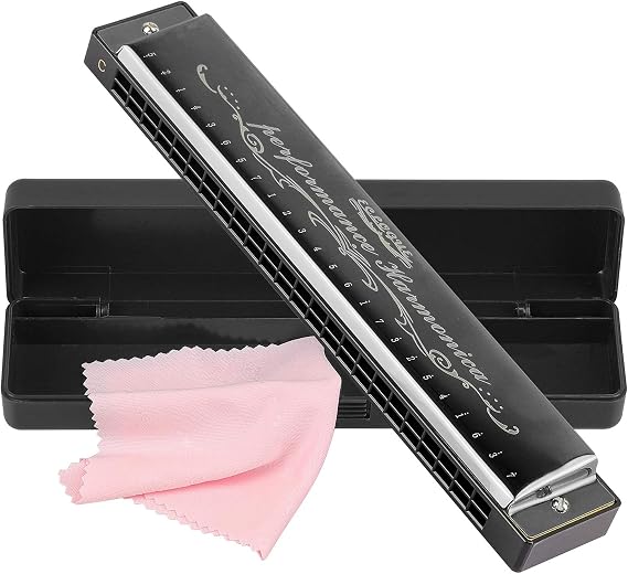 Harmonica Harp Harmoc Armonica 24 Hole Mouth Organ Professional Key of C Polyphony Diatonic with Case for Blues Folk Jazz Pop Music Instrument