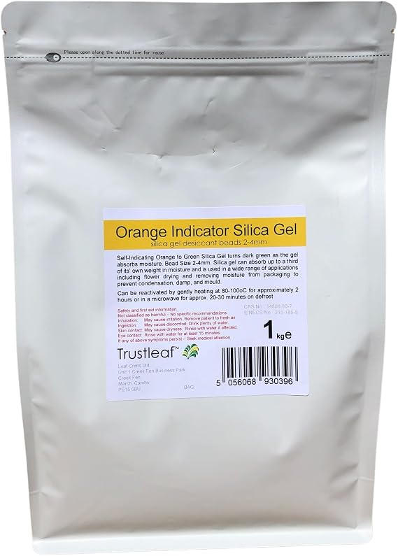 1kg, 2.2lbs Bag Orange Indicator Silica Gel Desiccant 2-4mm Beads - Dehumidify - Flower Drying - 3D Printing - Storage