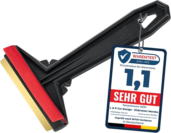Ice Scraper for Car Windscreen - Brass Car Ice Scraper - Murska - fast, effortless & easy - Premium HIPS - Brass Blade Windscreen Scraper for Car Window Scrapper & Squeege - Finland (Black Red)