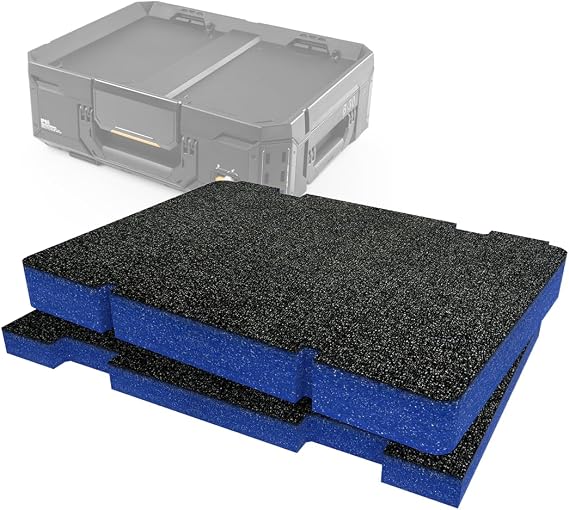 Shadow Foam Insert Pack Compatible with Toughbuilt StackTech Tool Box | Cut and Peel Foam for Toolbox Organisation, Kaizen, 5S (Blue, 50mm)