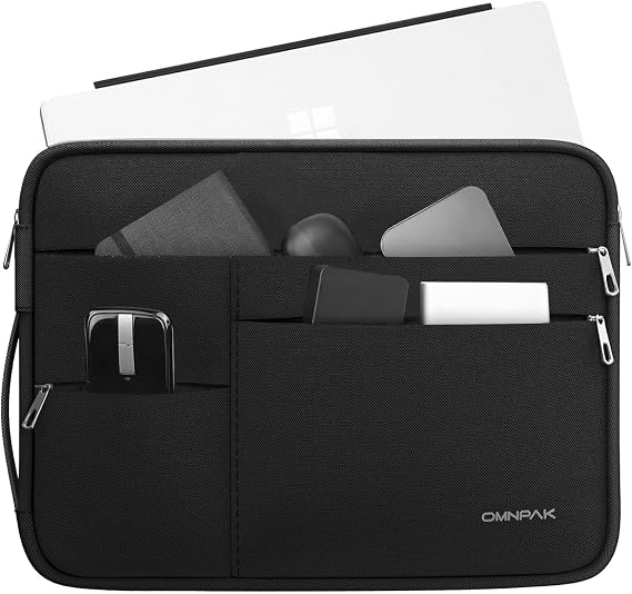 Omnpak 12.3 Inch Laptop Sleeve for Surface Pro 11/10/9/8/7/6/X, iPad Pro 12.9 Inch, Laptop Carrying Bag Compatible with 12.4 Inch Surface Laptop Go, Water Repellent Case with Pocket, Side Handle Strap