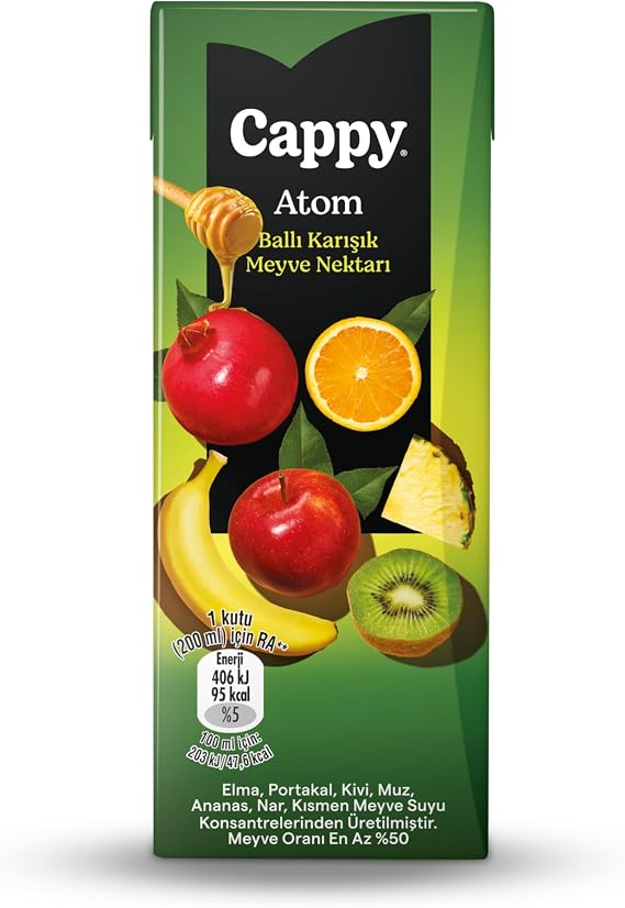Cappy Atom Ballı Karışık Meyve Nektarı Karton Kutu 27x200 ml