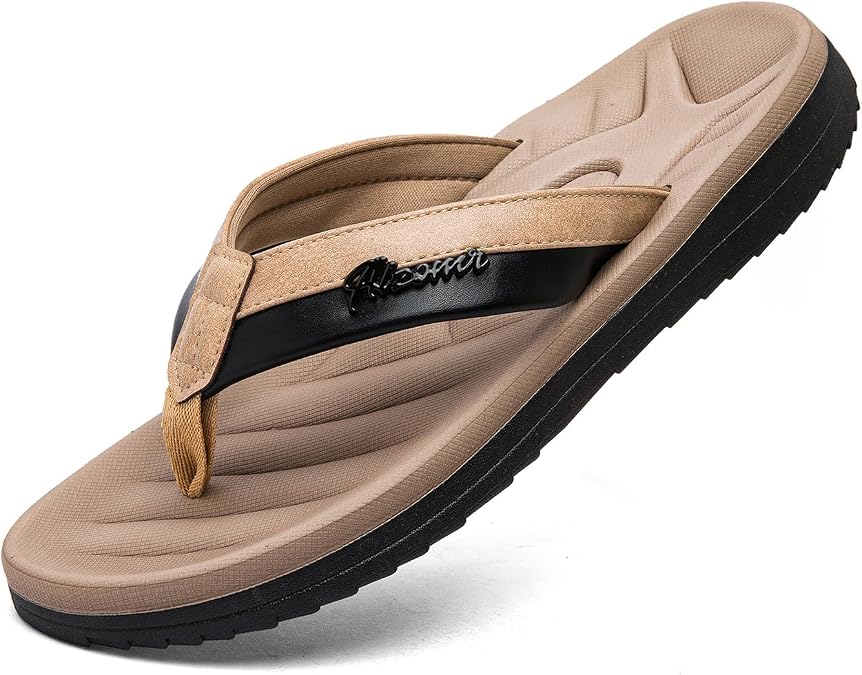 Men's Flip Flops Sandal Casual Comfortable Outdoor Thong Sandals for Men Summer Beach Slides Lightweight Non-Slip Shoes with Soft Cushion Arch Support