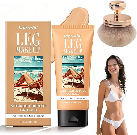 Body Coverage Perfector Waterproof, Leg Makeup, Tattoo Cover Up Cream With Extra Large Body Makeup Brush, Long Lasting Body Foundation for All Skin Tones (Medium)