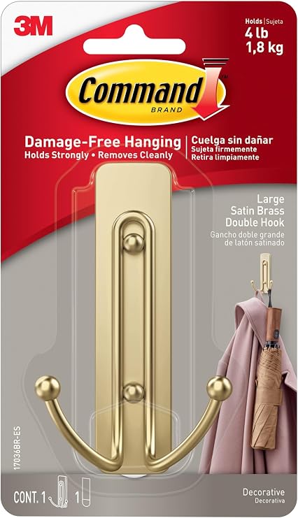 Command™ Large Satin Brass Wire Hook