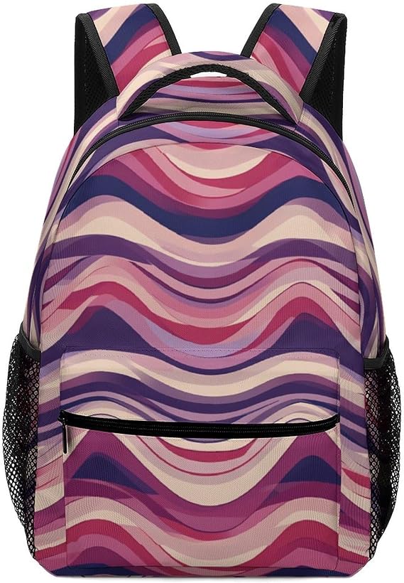 Wavy Striped Pattern Cute Travel Backpack for Laptop