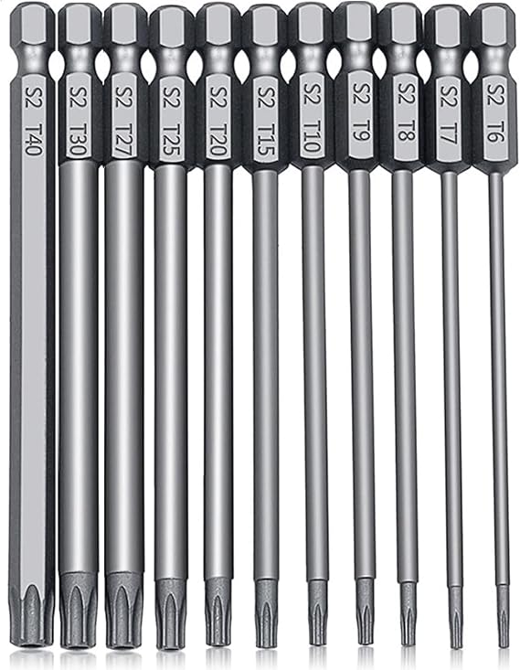 11PCS Torx Star Security Screwdriver Set With 100mm Hex Shank Steel Long Bit Sets