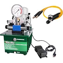 Double-Acting 10,000 PSI Electric Hydraulic Pump - 2-Stage 2HP Power Unit with Dual Hoses, 110V/120V - for Hydraulic Cylinders, Dump Trailers, Presses