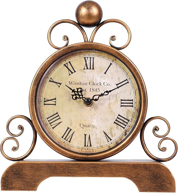Retro Table Clock Classic Vintage Roman Style Desk Clock Silent