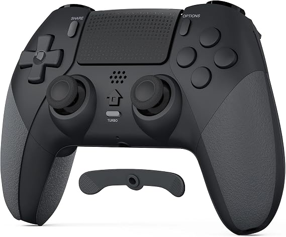 LATEC Controller for PS4, Wireless Controller PS4 with Bluetooth, 2 Macro Programming Buttons, 6-Axis Gyro Sensor, Double Vibration, Touch Panel, Black