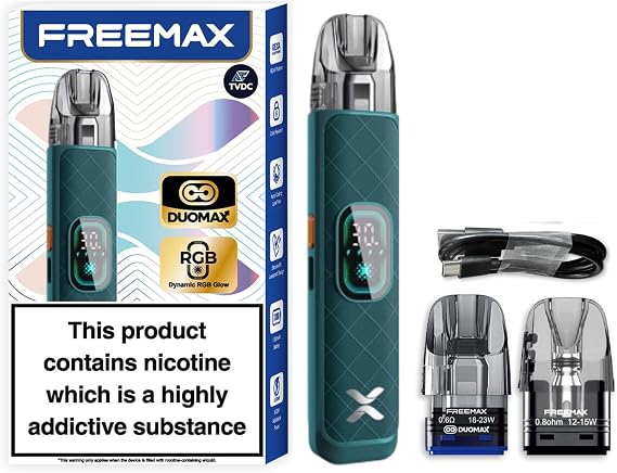TVDC Freemax Rexa S2 Pod Kit | 30W with 1300mAh Battery | DUOMAX Parallel Double Mesh Pods | Adjustable Airflow | 2ml Cartridge, No Nicotine (Dark Teal)