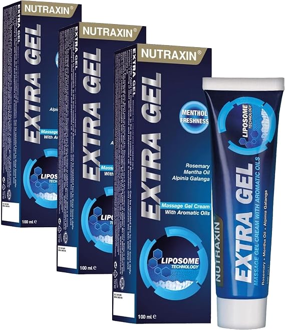 Nutraxin Extra Gel – Glukozamin, Kondroitin, Şeytan Pençesi ve Ak Söğüt İçeren Masaj Jeli – 100 ml – Lipozom Teknolojili (3 paketi)