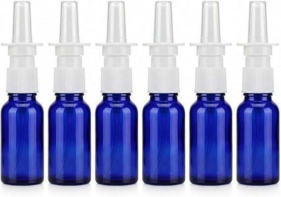 6個 10ml/3.5オンス ガラス鼻瓶 - ポータブル 空の詰め替え可能 ファインミストアトマイザー 化粧品 化粧品 香水 保存容器 バイアル ブルー